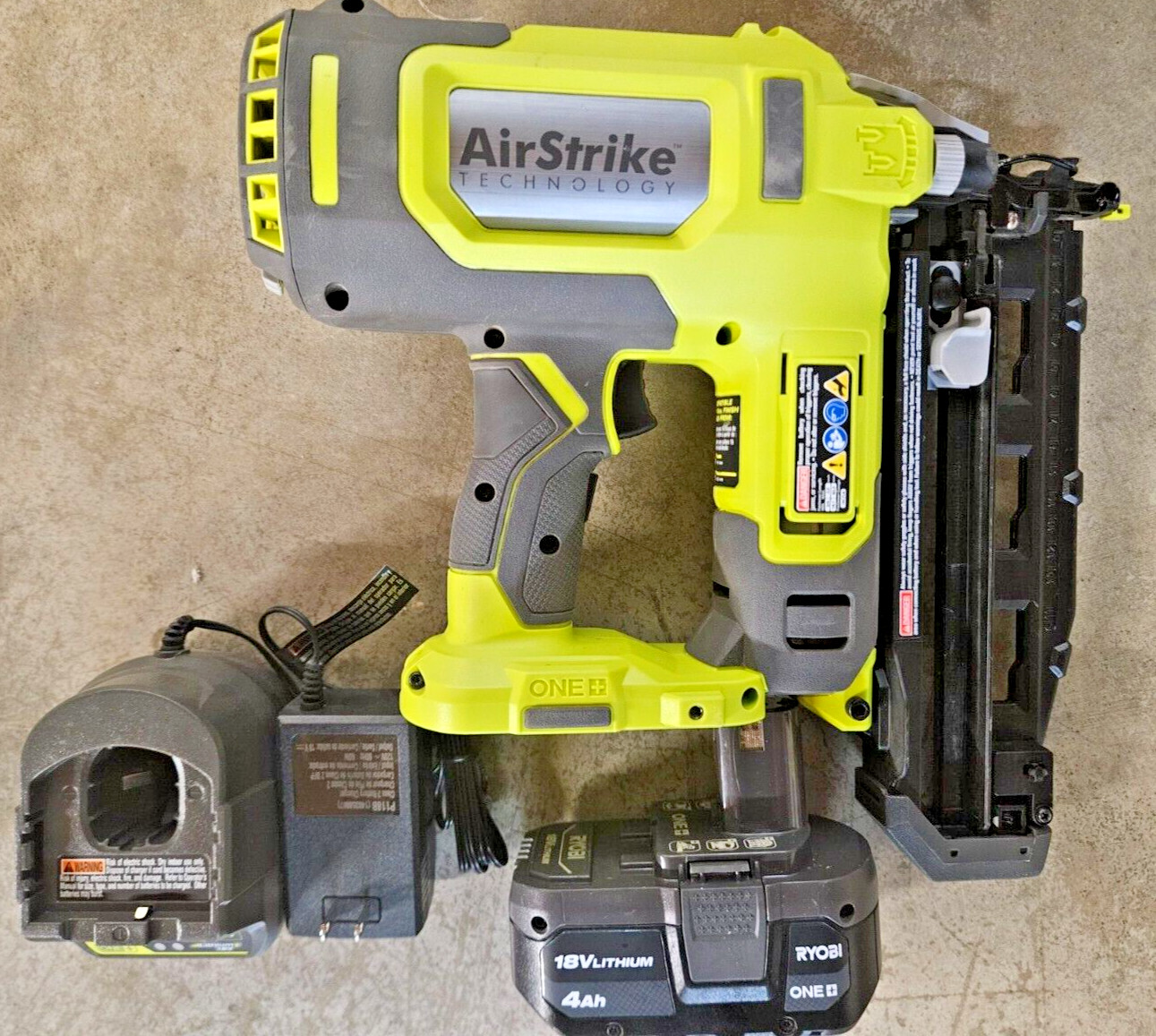 RYOBI 18V One+ 16 Gauge Cordless AirStrike Finish Nailer Kit Model# P326