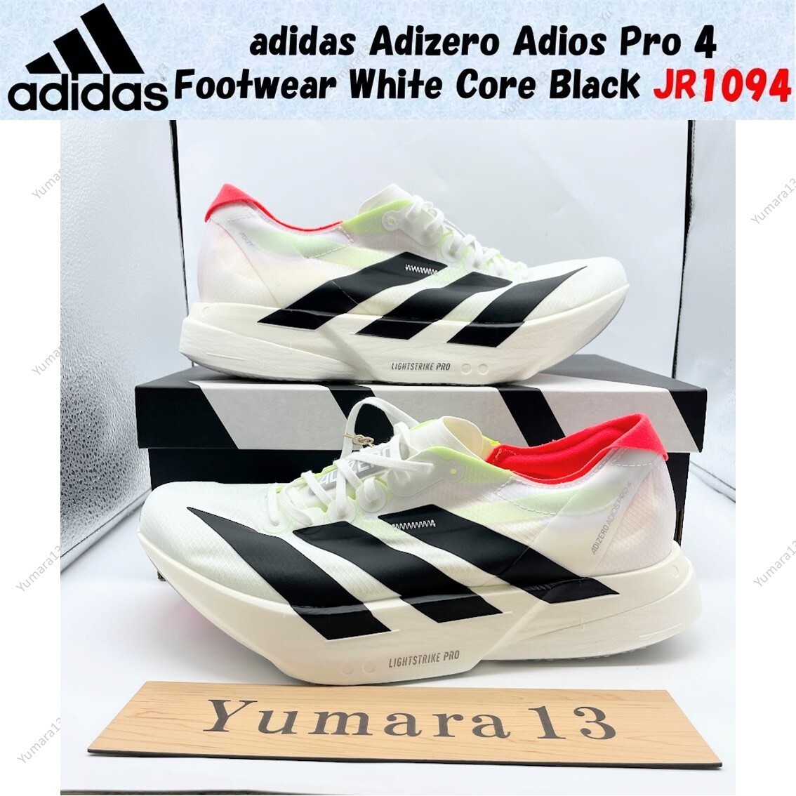 adidas Adizero Adios Pro 4 Footwear White Core Black JR1094 Men's