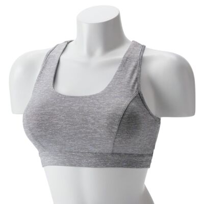 Tek Gear Keyhole Medium-Impact Sports Bra AC1251E Mineral SD Gray Sz.S