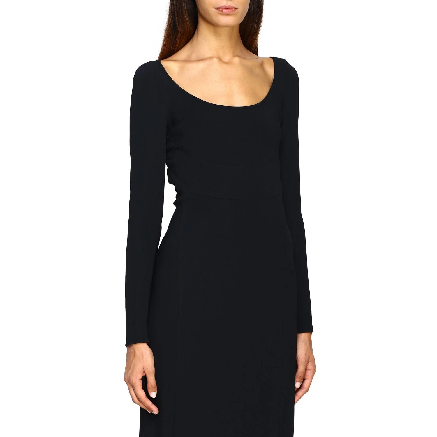 DSQUARED2 Abito midi nero manica lunga DSQRED2 nuovo con etichette 8U.S. 44 IT Made in Italy prezzo al dettaglio consigliato $750