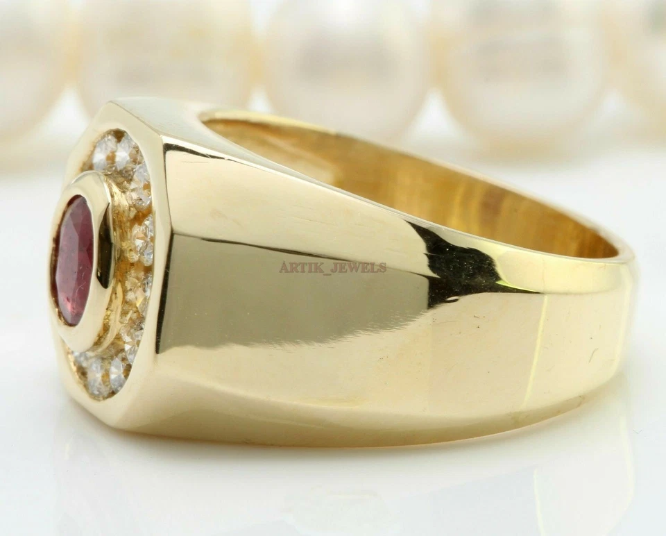 Heizbar Rubin Edelstein Mit Vergoldet 925 Sterlingsilber Ring für Herren #1543 - Bild 4 von 4