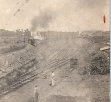 Railroad Freight Yard Station Train Depot Engine Photo Postcard