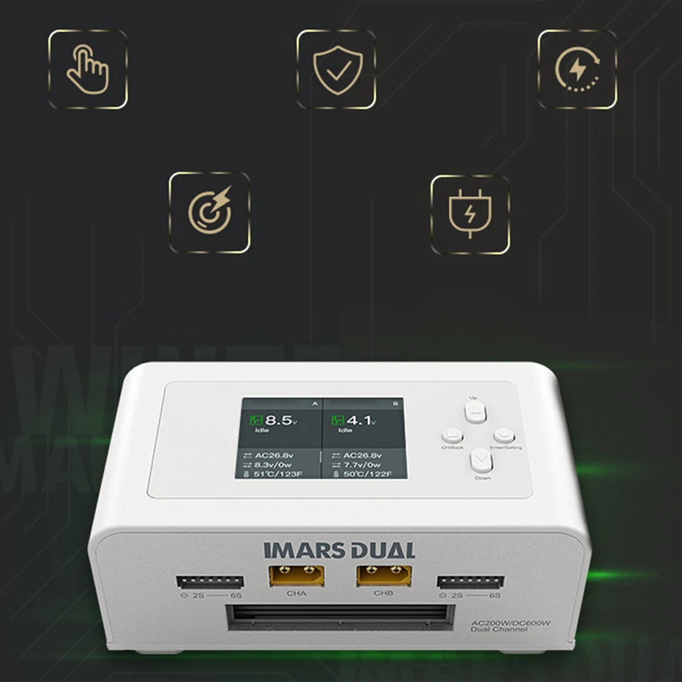 Imars Dual Channel AC200W/DC300W RC Lipo Battery Balance Charger White US Plug - Image 4 of 4