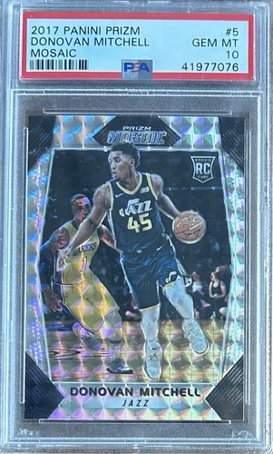 Donovan Mitchell Rookie Card 2017 Panini Prizm Basketball Mosaic PSA 10