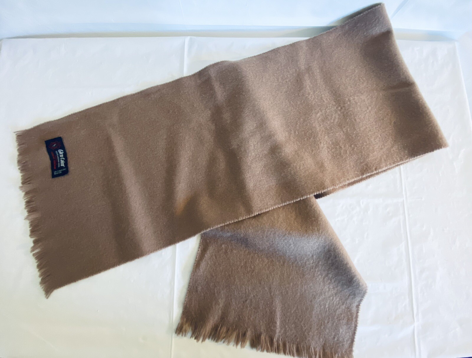 VTG Glen Cairn Great Britain Solid Brown 100% Merino Wool Scarf, W-10”, L-52”.-image