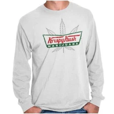 Krispy Kush Funny Marijuana Stoner Munchies Long Sleeve Tshirt Tee for Adults