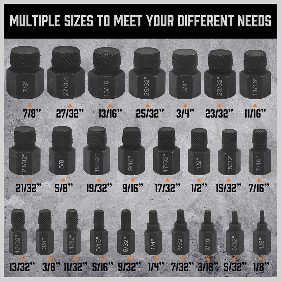 25Pc Screw Extractor Set Multi-Spline Easy Out Broken Bolt Remover Tool Hex Head - image 4 of 4
