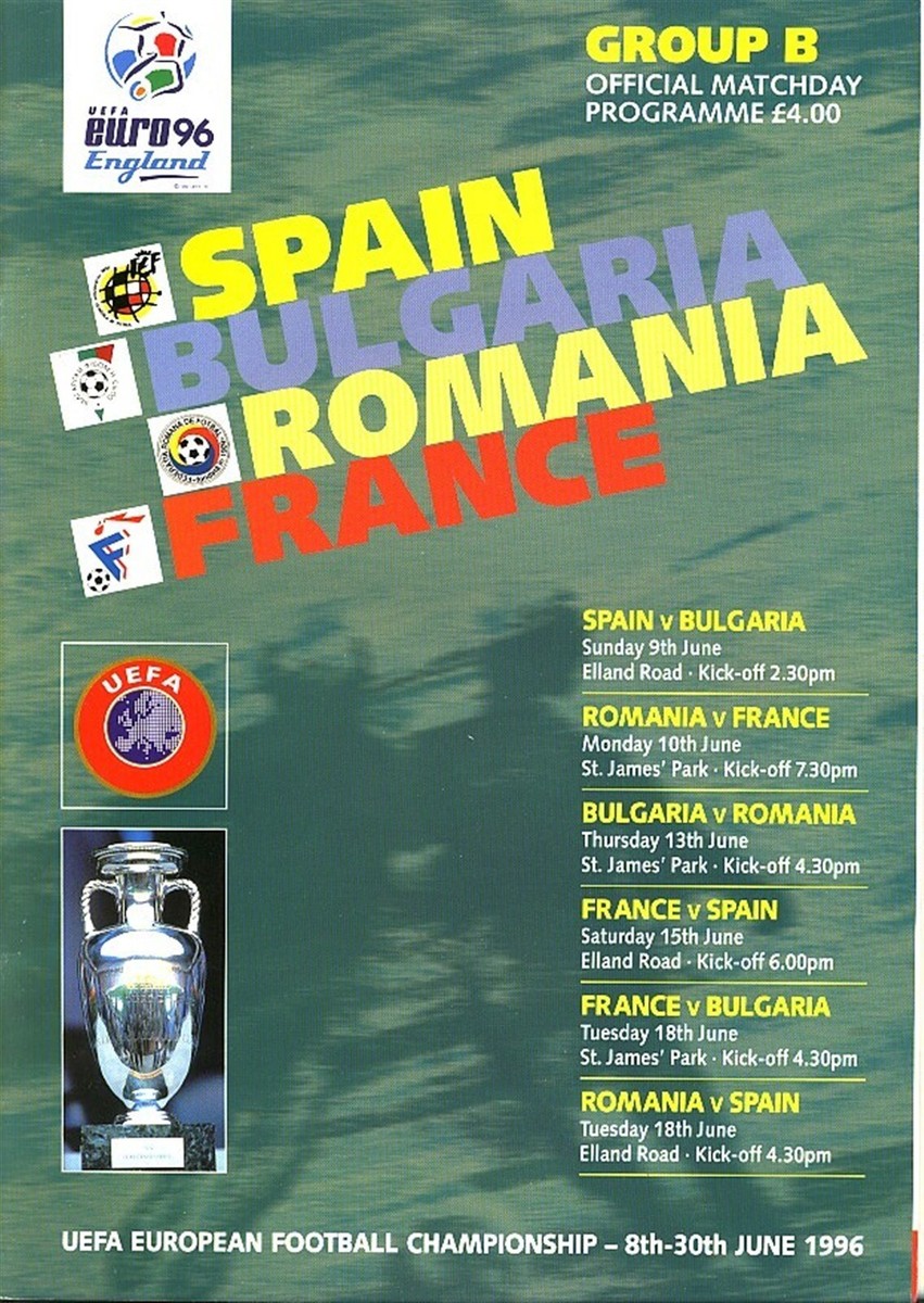 EURO 96 Group B Brochure including France Spain Bulgaria Romania