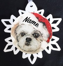 Santa Shih Tzu Dog Christmas Ornament - Free Personalization
