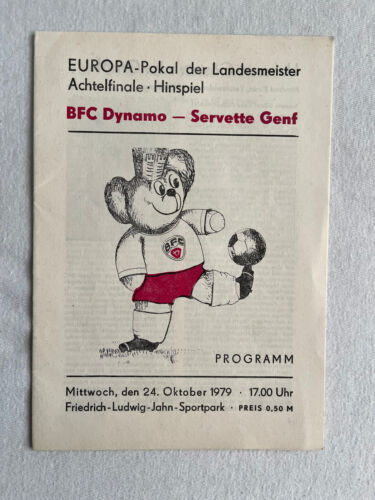 1979 - 1980  Dynamo Berlin DDR  v  Servette Switzerland  European Cup - Imagen 1 de 2