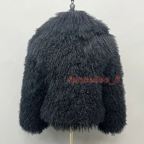 Mujeres Abrigo de piel mongol real Cuello vuelto Cálido Chaqueta de piel real Prendas exteriores Lo último - Imagen 13 de 40
