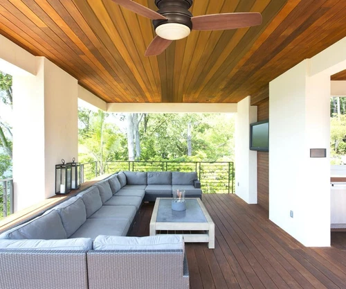 44" Oil Rubbed Bronze Flush Mount Ceiling Fan with 14W LED Light - Picture 7 of 9