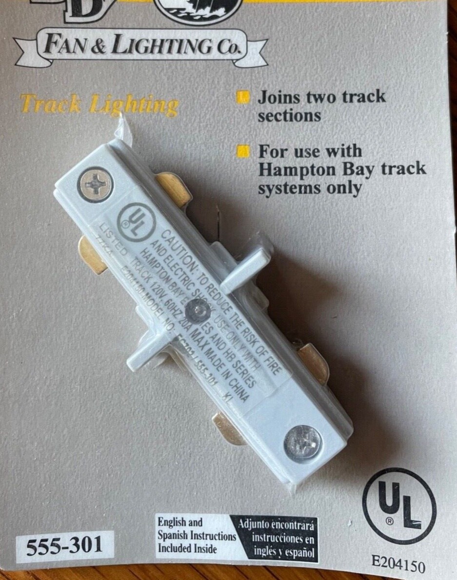 Hampton Bay Track Lighting Accessory Straight Connector 555 301 New