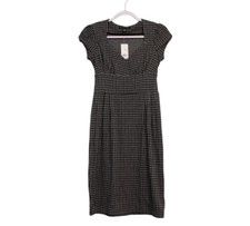 NWT Banana Republic Dress Size XS Houndstooth Fit & Flare Stretch Pleated