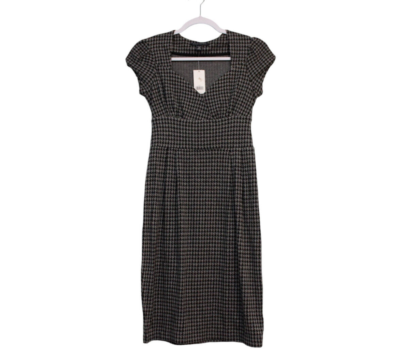 NWT Banana Republic Dress Size XS Houndstooth Fit & Flare Stretch Pleated |  eBay