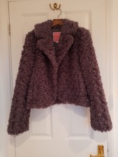 Kate Spade Fluffy Furry Purple Coat Jacket Sample Us 4 Uk 6-8