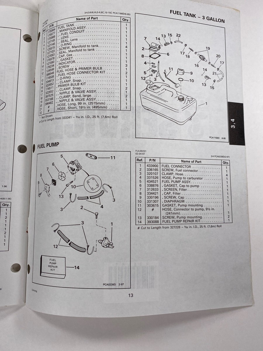 1998 Evinrude Johnson OMC Parts Catalog List 3 4 HP Models P 1998 Evinrude Johnson OMC Parts Catalog List 3 4 HP Models P
