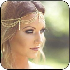 Stunning Gold Head Chain with Rhinestones - Perfect for Festivals and Weddings