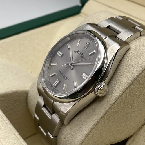 Rolex Oyster Perpetual 116000 acier bâton argent cadran boîte de montre papiers - Photo 4 sur 7