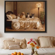 Oil Painting Dog Labrador Framed Artwork Canvas Print Living Room Dog Decor