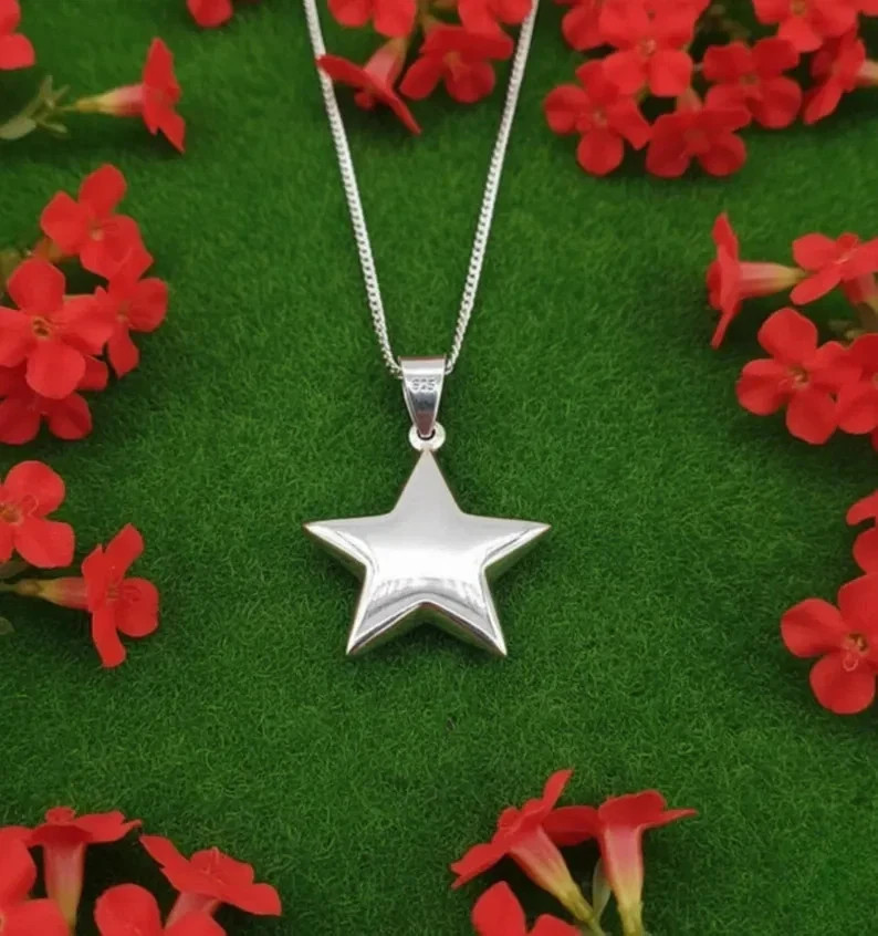 925 Sterling Silver Star Pendant Necklace Handmade Charm Jewelry Gift