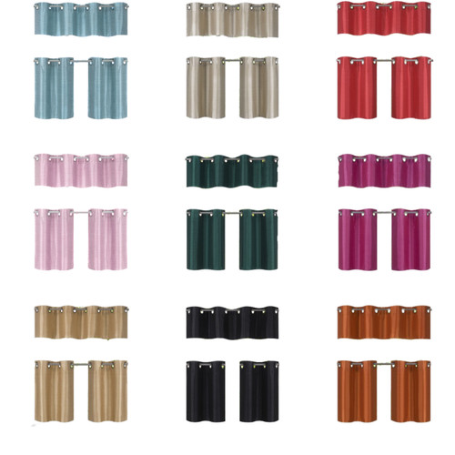 NEW KITCHEN LINED FOAM BACKING BRONZE GROMMET WINDOW DRESSING CURTAIN 3PC SET K7