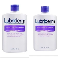 2 Pack Body Creams Lubriderm with UV 15 Sun Protection 400 ml