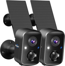 Hiseeu Security Cameras Wireless Outdoor, 2pcs Solar Powered 3K 4MP Surveillance
