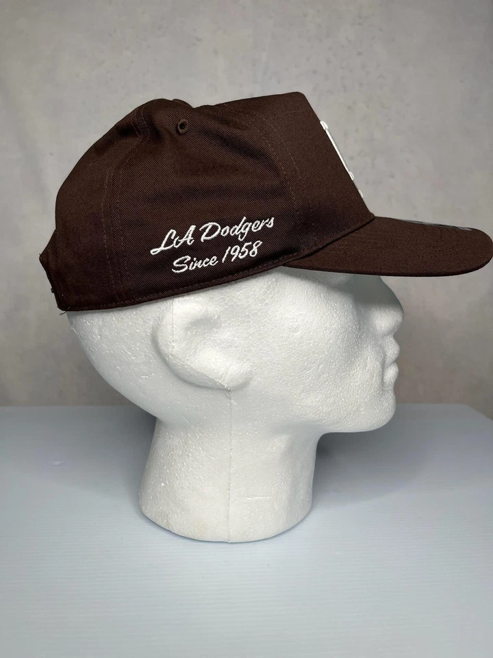 Gorra de béisbol de los Dodgers de Los Ángeles con espalda a presión para hombre talla única marrón blanco MLB Foto 2 de 4