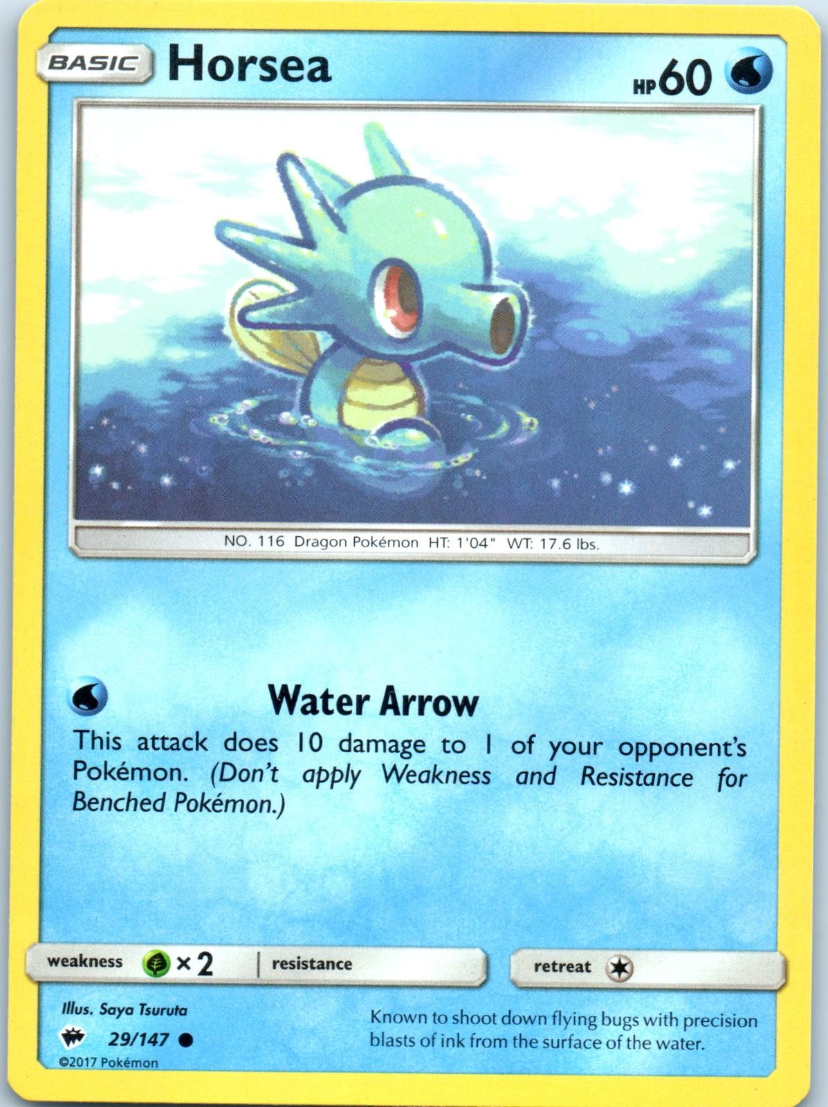 POKEMON TCG HORSEA 29/147 COMMON BURNING SHADOWS POKEMON NM