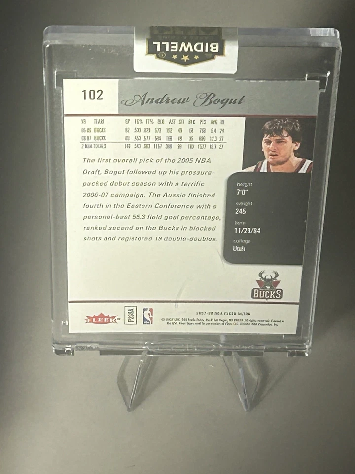 2007 Fleer Ultra Andrew Bogut On-Card Autograph #1 Pick Bucks Auto SP - Image 2 of 2