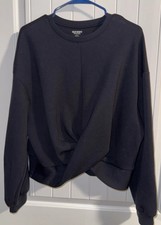 Women s Old Navy Bounce Fleece Twist-Front Top Black Size L Soft Sweatshirt