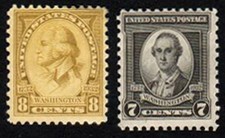 U.S. Stamp Scott #712 & 713, 7¢ & 8¢ George Washington Birth, 1932, MNH F/VF