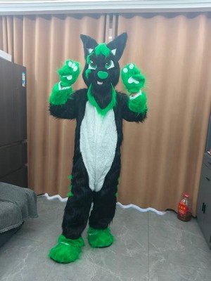 Long Fur Husky Dog Fox Mascot Costume Fursuit Halloween Suit Cosplay-