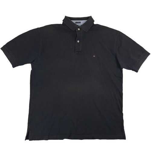 Tommy Hilfiger Mens Polo Shirt Black Size L Short Sleeve Sailing Rugby Golf Tee