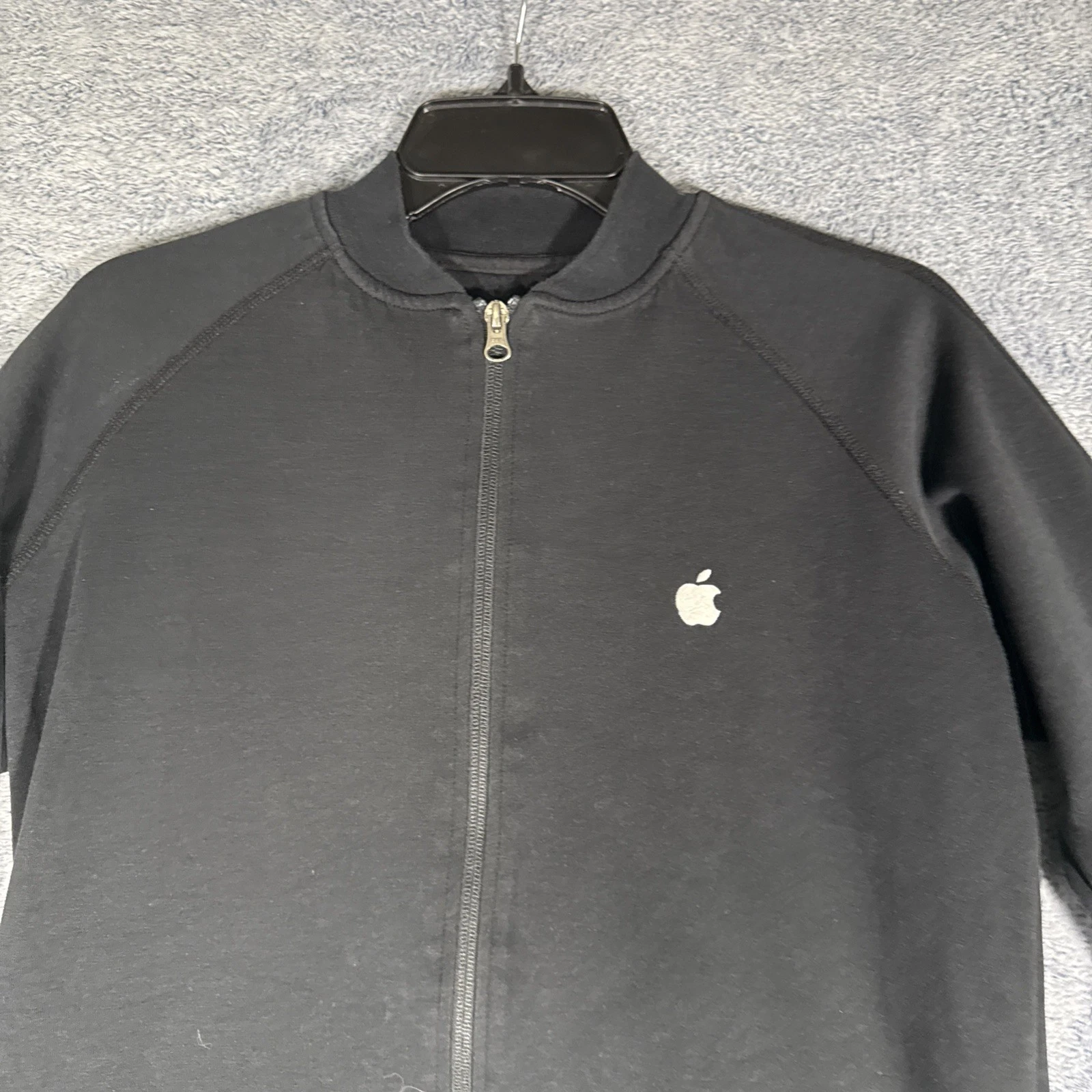 Apple Store Employee Jacket Full Zip Adult Size Small Logo Black Cotton Blend - product detail image 2