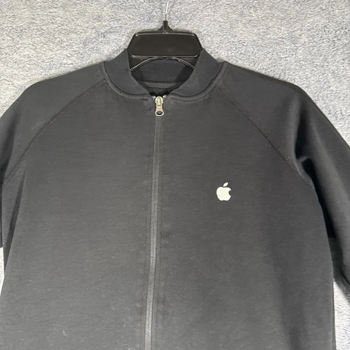 Apple Store Employee Jacket Full Zip Adult Size Small Logo Black Cotton Blend image 2