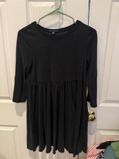 American Eagle Pullover Baby Doll Dress 3/4 Sleeves Dark Gray/lt Blk Y2K XS