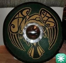 24'' Medieval Wooden Shield Viking Shield Valhalla Viking Battle Ready Crow Gift