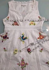 Nanette Lepore White Floral Embroidered Crochet Sleeveless V Neck Midi Dress 6