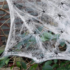 Spider Webs Halloween Decorations,300Sqft Spider Webs with30 Fake Spiders, Party
