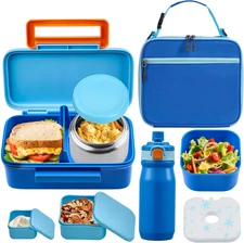 PIQUEBAR Kids Lunch Bento Box with 8Oz Thermo Ice Pack Food Container with Insul