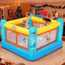Indoor Outdoor Toddler Bouncy House, Jumping Castle with Basketball Hoop, Game