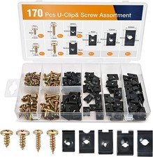 170Pcs Car U-Clip and Screw Assortment Kit 9 Different Sizes Automotive
