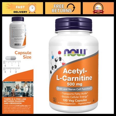 Acetyl-L Carnitine 500mg - Brain Energy Support, 100 Vegan Capsules, Focus & Cla