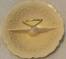 Vintage Ceramic Divided Candy Nut Trinket Dish 2 3/4" Base 7" Across Top