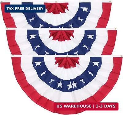 3 Pack 3x6 Feet 250th Anniversary Large American Flags Patriotic Bunting Stars S