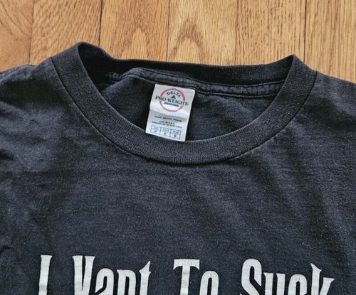 Vintage 90s Vampire I Vant To Suck Your Boobs T Shirt Men's Medium Funny ICUP - Picture 4 of 5