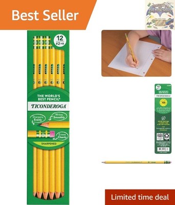Quality Pre-Sharpened 2 HB Yellow Pencils with Erasers, 12 Count - Safe for Kids