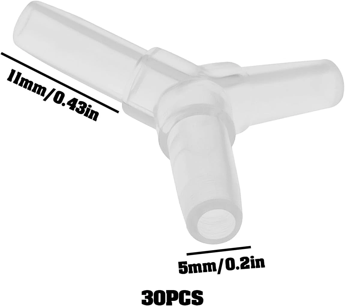 30Pcs Y-Type 4Mm Aquarium Airline Connector Plastic Tube Splitter for Fish Tank 